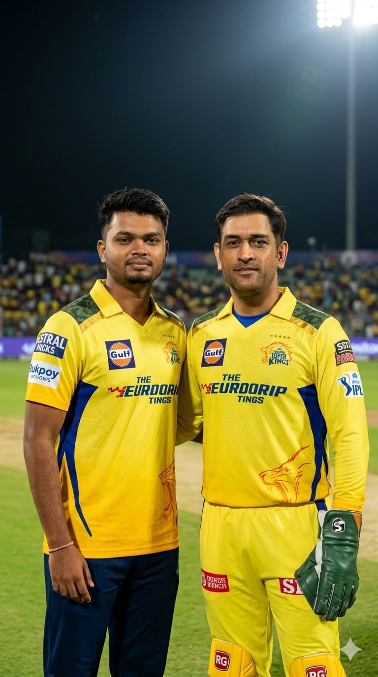 MS Dhoni and I. CSK Jersey Gemini AI prompt: