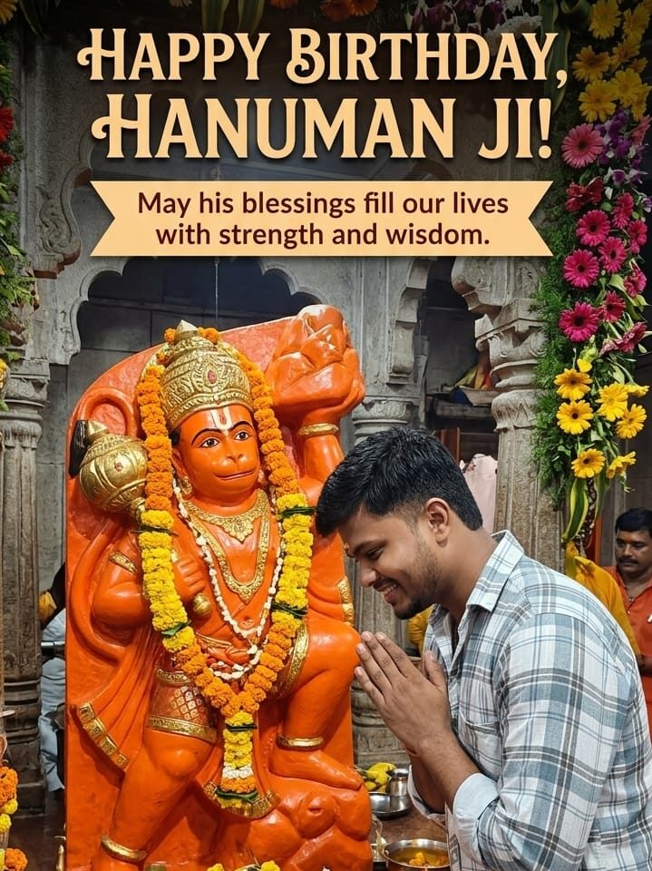 Happy Birthday, Hanuman Ji! Trending Gemini AI prompt. Happy birthday, Bajrangbali. Prompt: 2 April 2026