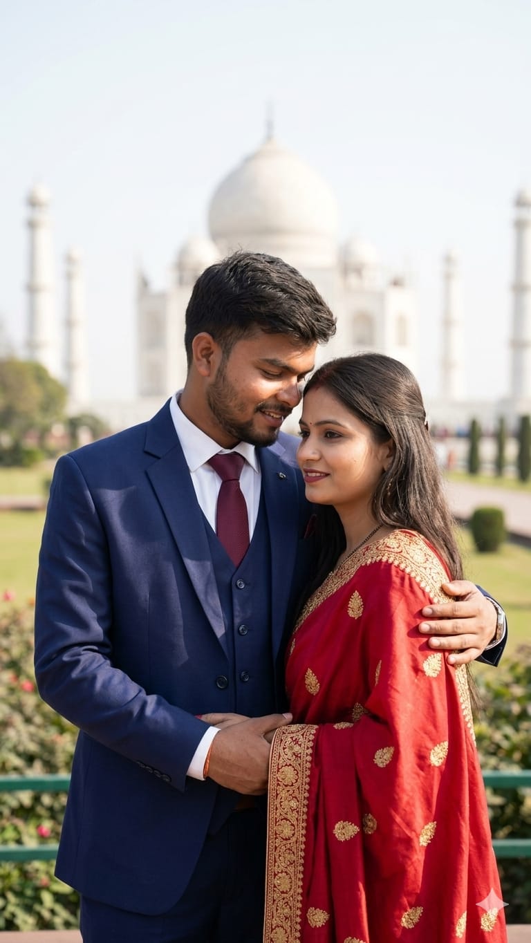 Taj Mahal Romantic Couple AI Prompt: Create Stunning Viral Photos