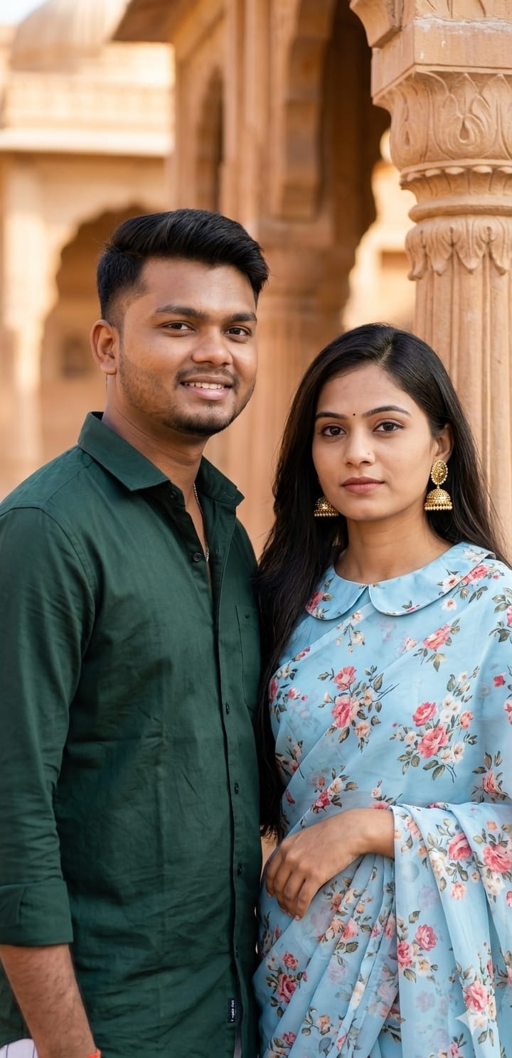 Indian couple poses AI prompt: Viral AI Image Prompt