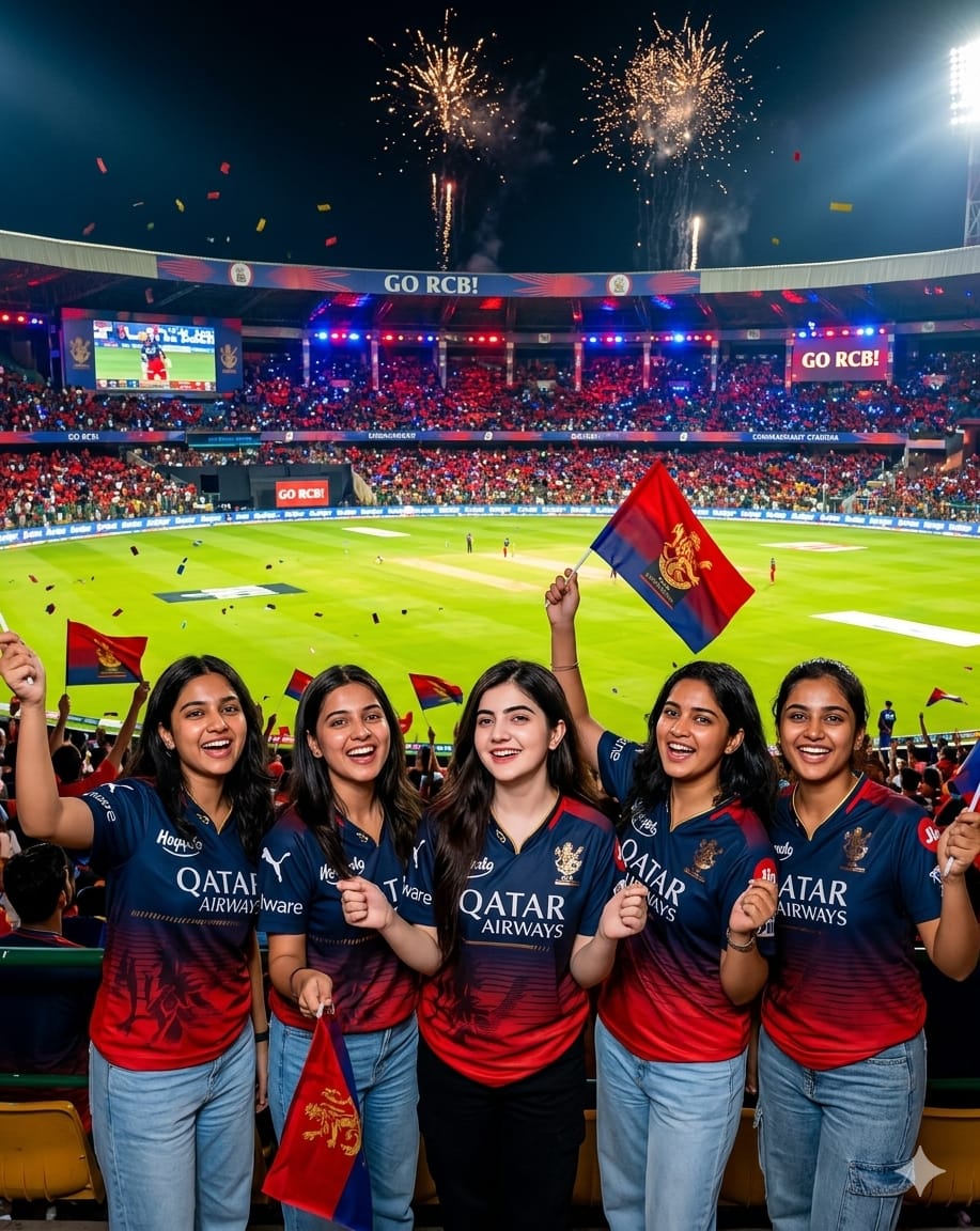 RCB Girls Gang Stadium Gemini AI Prompt: Viral Fan Group Art