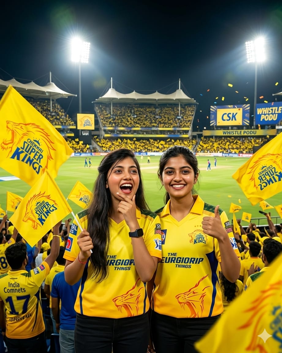 CSK Jersey girl photo editing Gemini prompt: