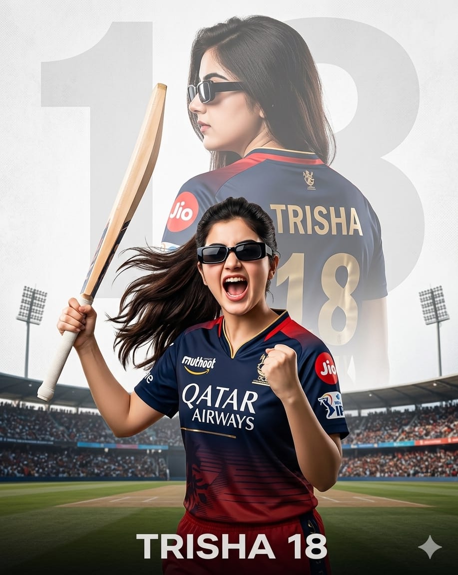 Create girl image RCB Jersey Gemini prompt: Virat Kohli