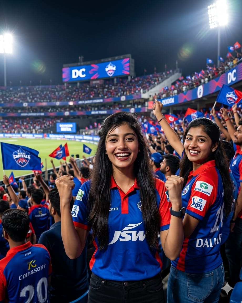 Create Viral (DC) girl image Jersey Gemini AI prompt: Delhi captains