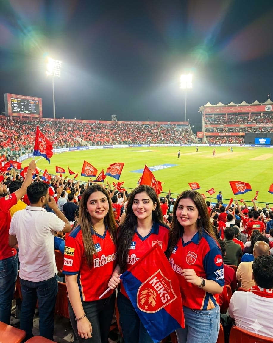 Punjab Kings Girls Fan Gemini AI Prompt: Create High-Quality Stadium Photos