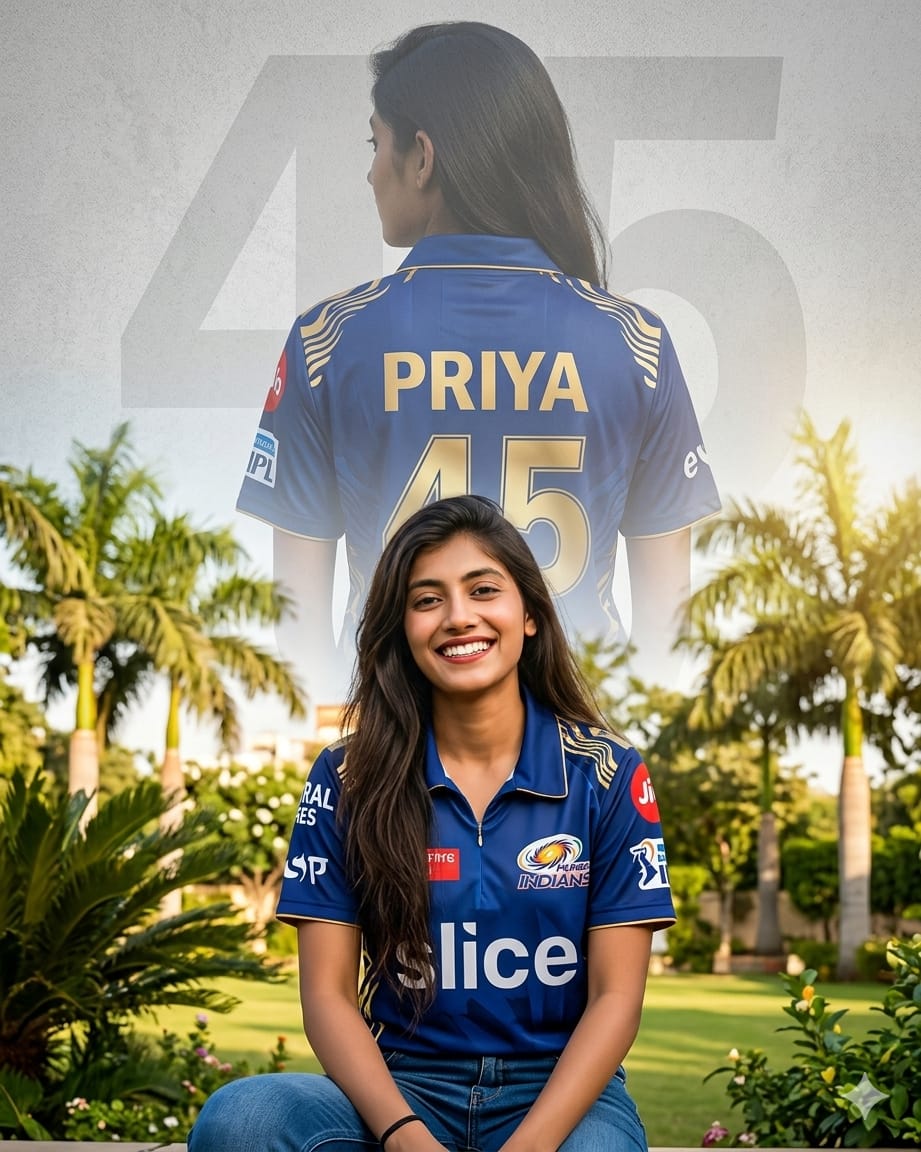 MI girl image create Gemini AI prompt: captain Rohit Sharma Mumbai Indians