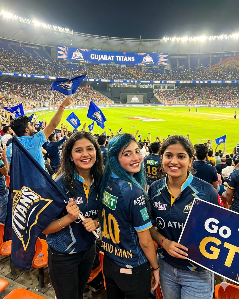 Create Gujarat Titans girl photo Gemini AI prompt: GT