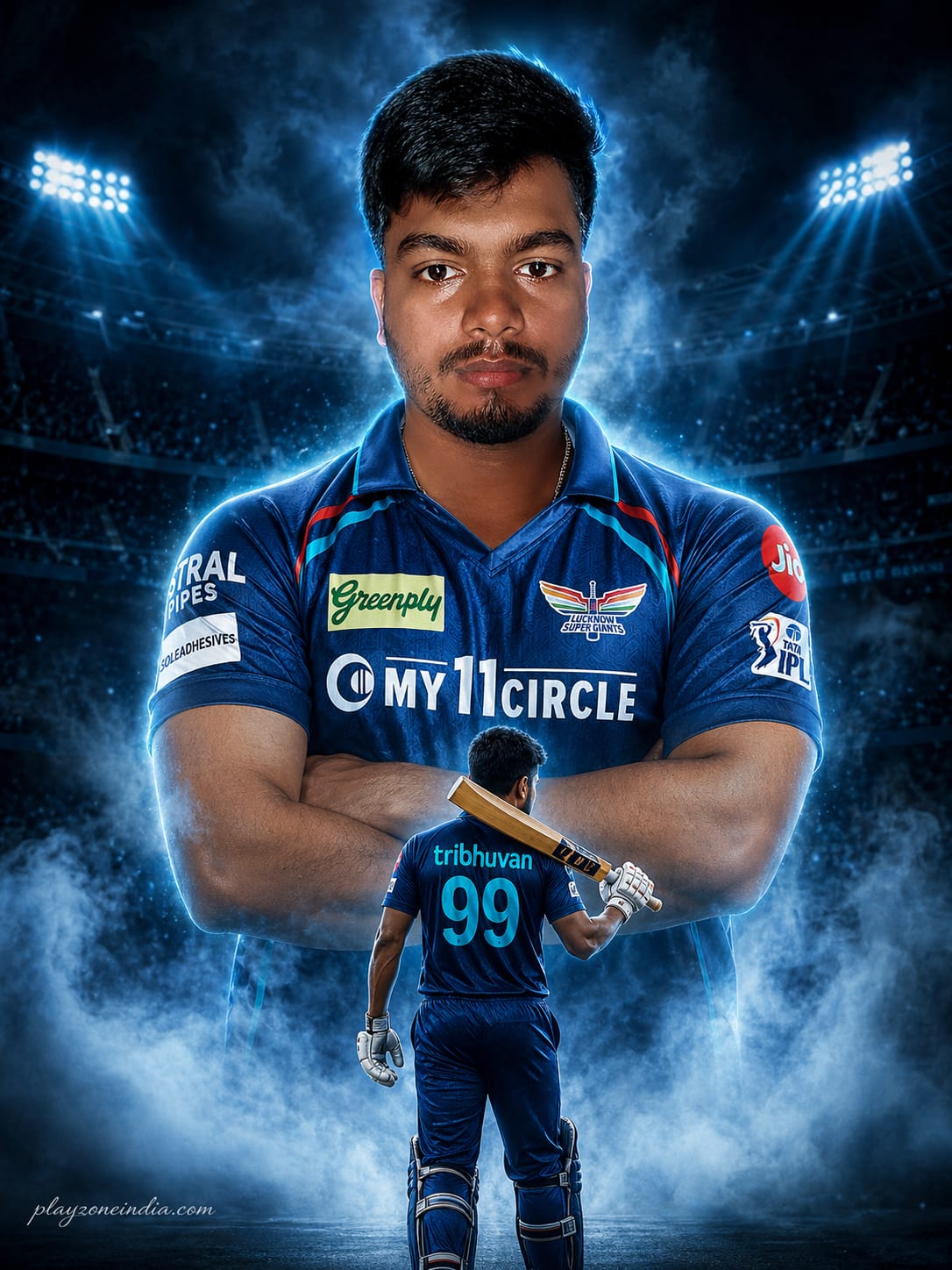 Viral LSG image Gemini AI prompt: Lucknow Super Giants IPL 2026 Poster