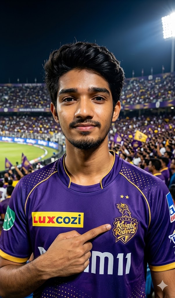 Create KKR Jersey AI Gemini prompt: Kolkata Knight Riders
