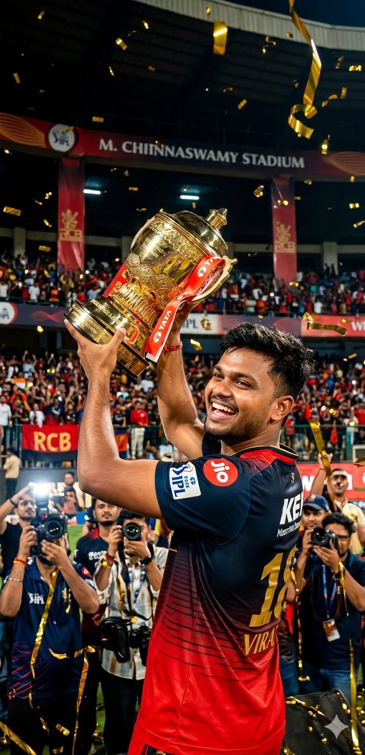 RCB win the trophy 2026. Create image AI prompt: