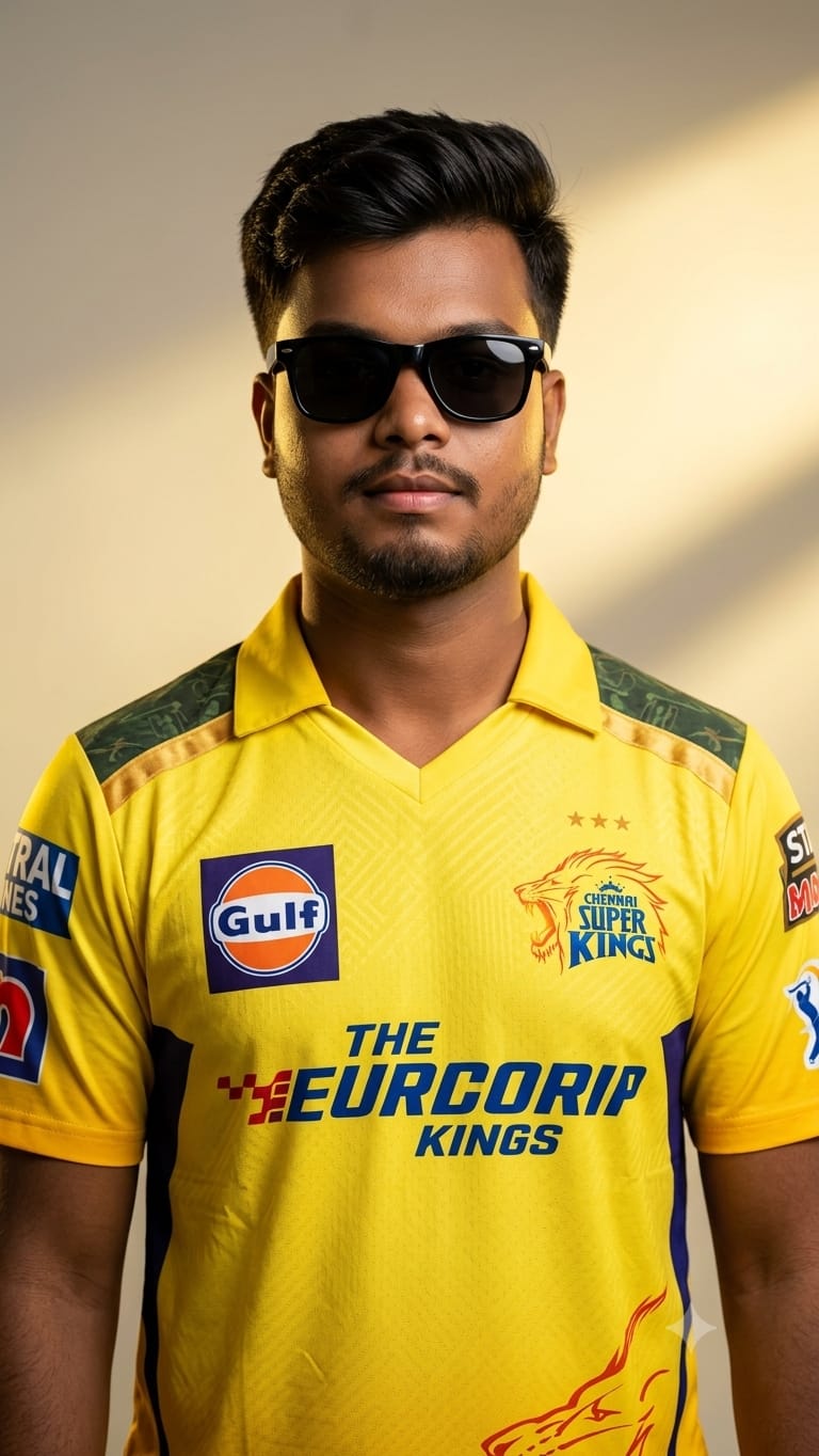Viral CSK Fan AI Photo Editing: Stylish Chennai Super Kings Jersey Prompt