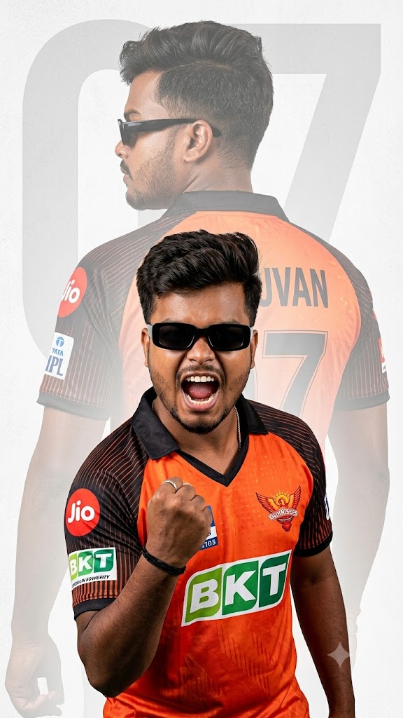 Create SRH Jersey AI prompt: Google Gemini, stylish ai poster
