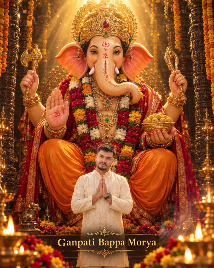 Ganesh Chaturthi AI photo Prompt: Create Photo-Realistic Devotional AI Art with Your Face