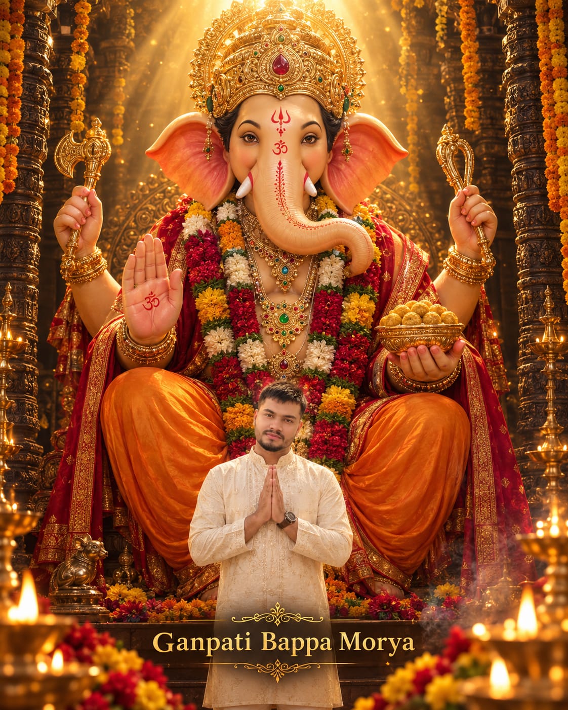 Ganesh Chaturthi AI photo Prompt: Create Photo-Realistic Devotional AI Art with Your Face